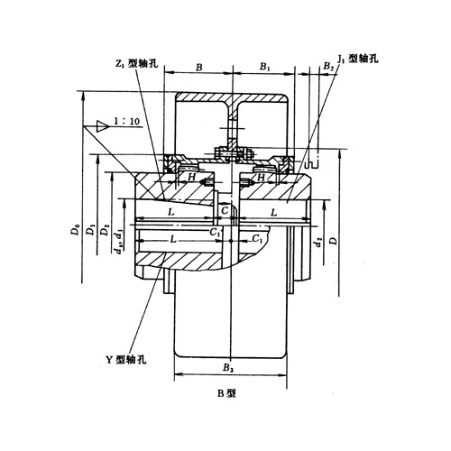 帶制動輪鼓形齒式聯軸器圖紙